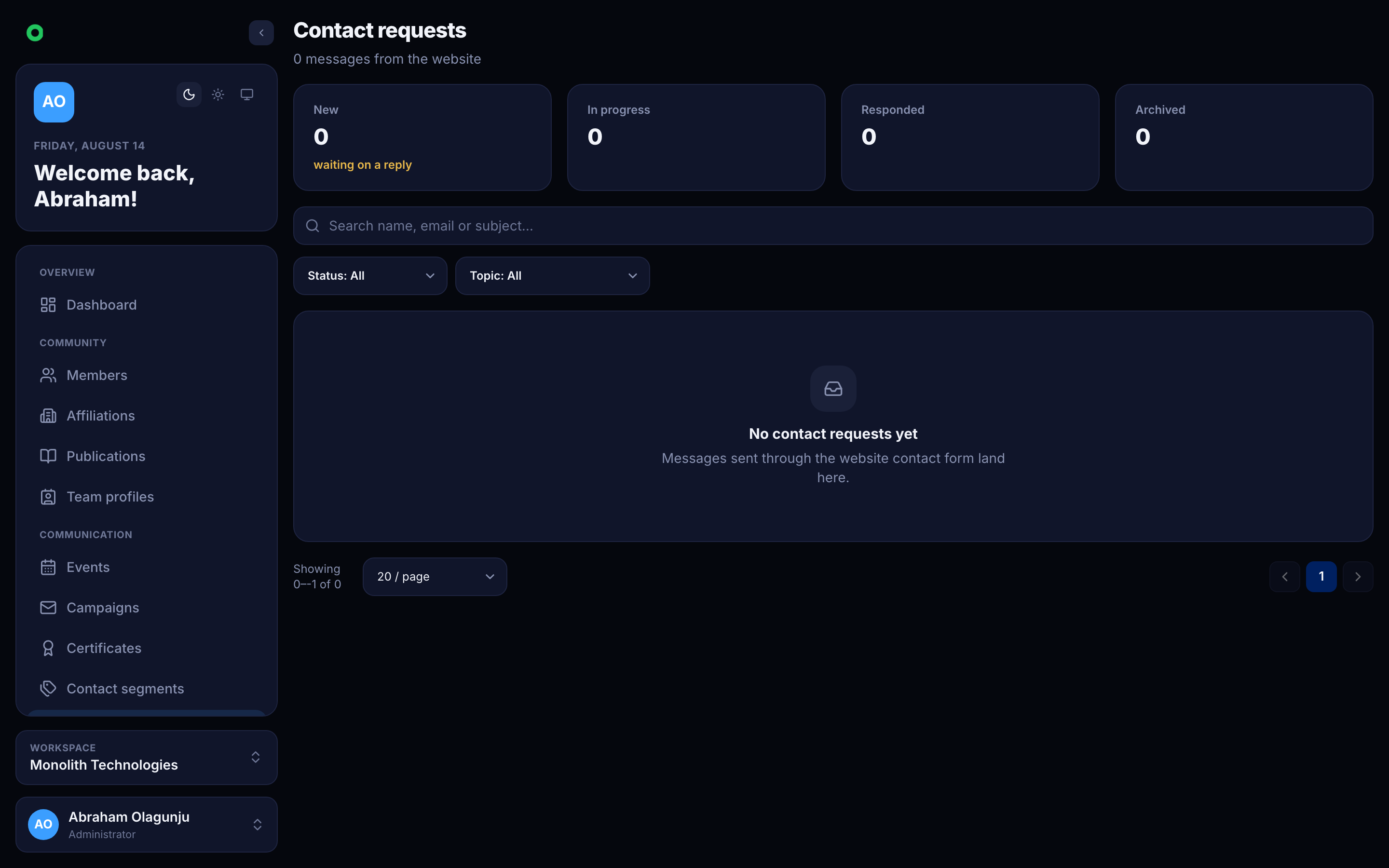 Contact requests