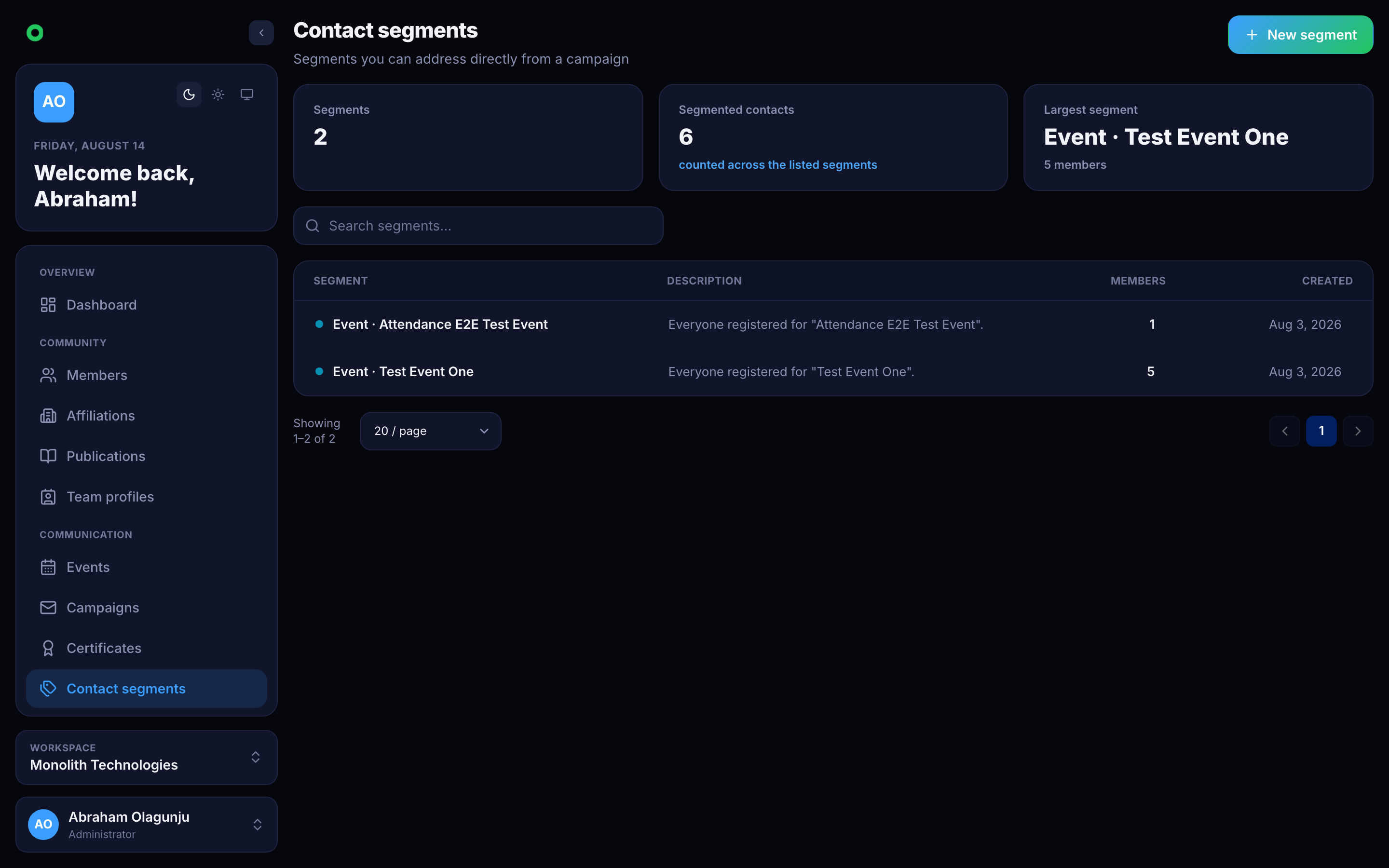 Contact segments