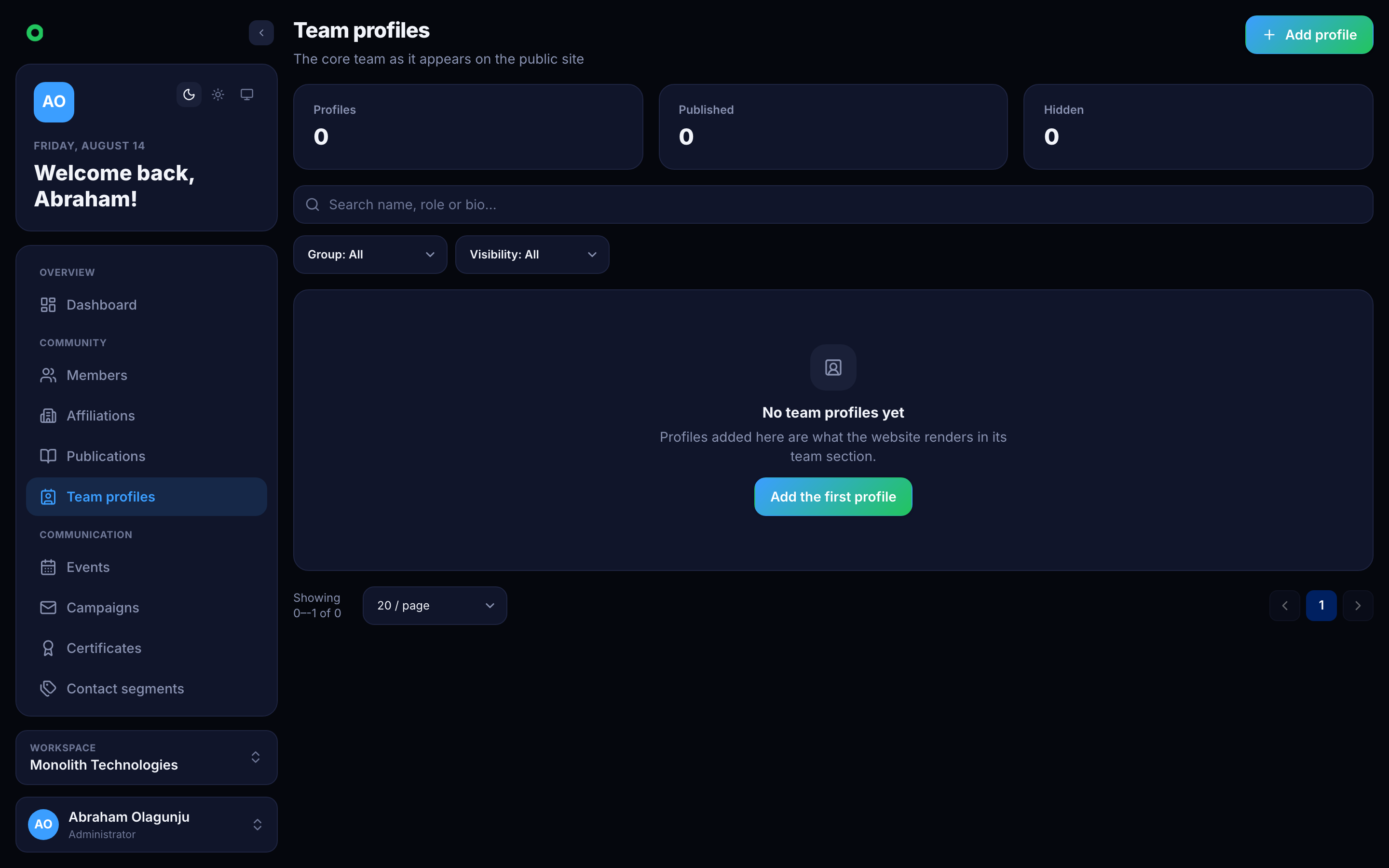 Team profiles